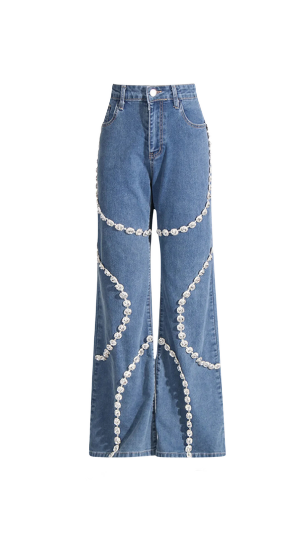 Rabia Strass Jeans in Blau