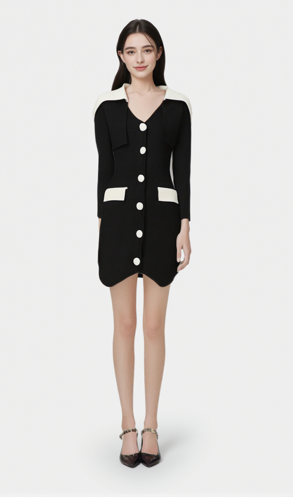 MINI ABITO ENORA NERO A CONTRASTO DI COLORE