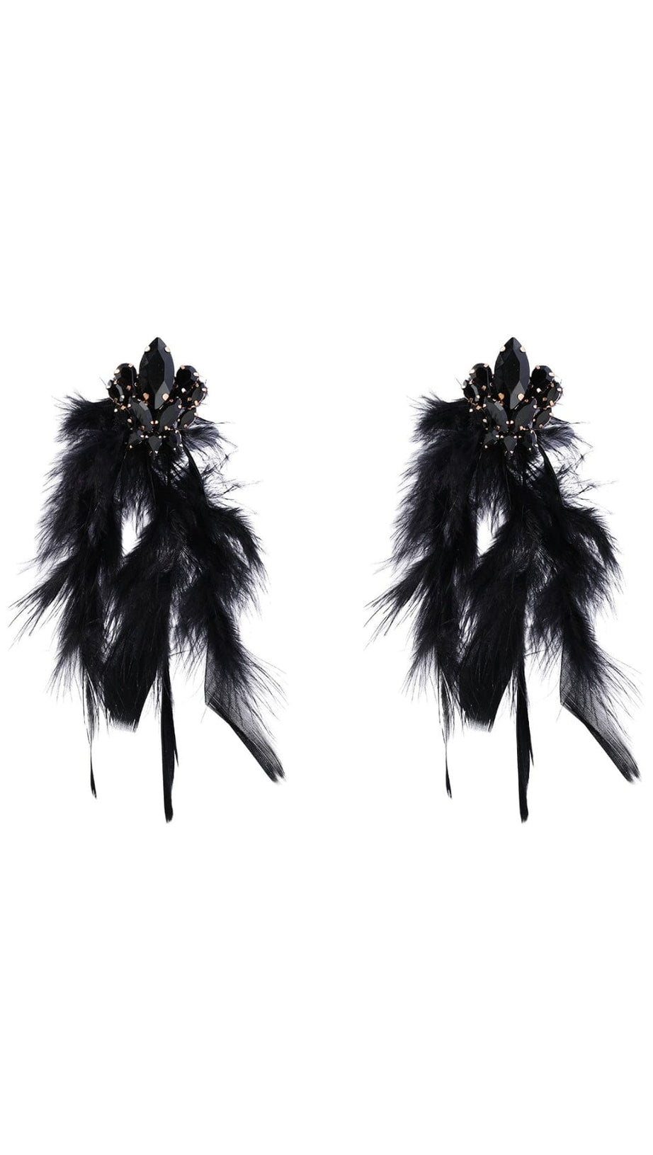 RHINESTONE FEATHER EARRINGS