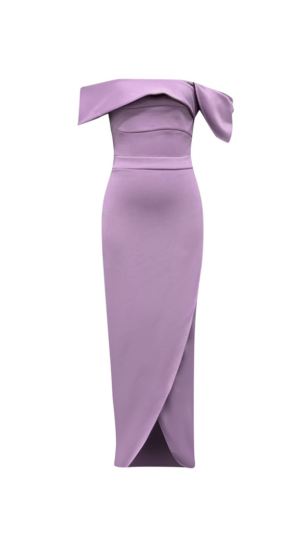 AIIZIE AFRA OFF SHOULDER BODYCON MAXI DRESS IN PURPLE - product image