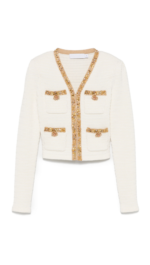 AIIZIE CREAM LUREX KNIT CARDIGAN - product image