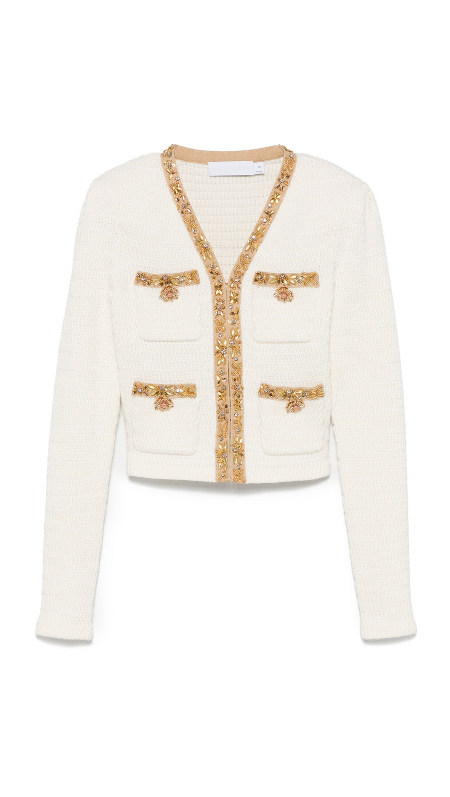 CREAM LUREX KNIT CARDIGAN