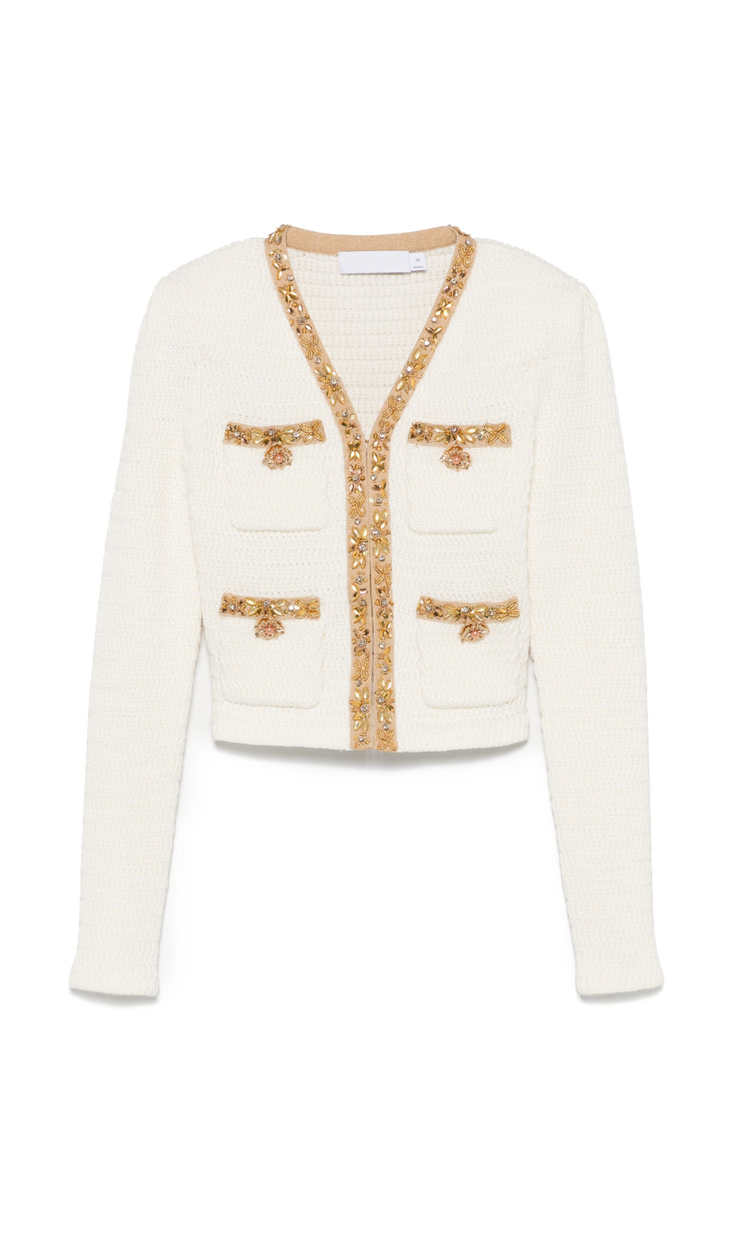 CREAM LUREX KNIT CARDIGAN