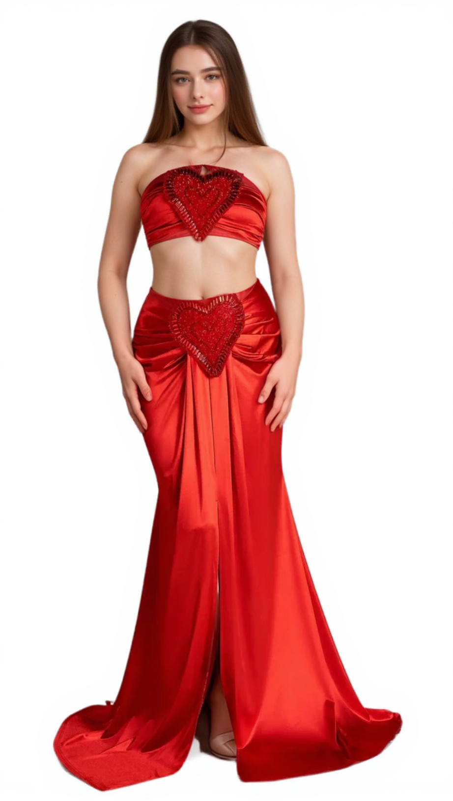 ANTONIA MESI HALTER NECK HEART EMBELLISHED 2 PIECE SET