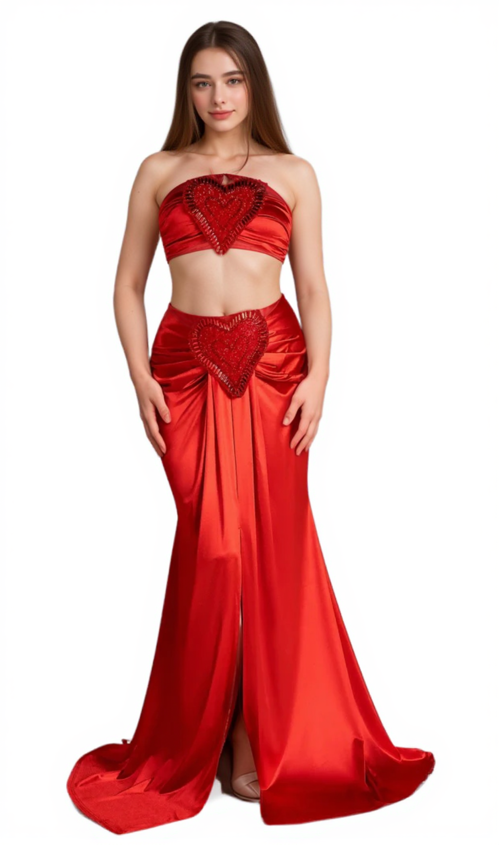 ANTONIA MESI HALTER NECK HEART EMBELLISHED 2 PIECE SET