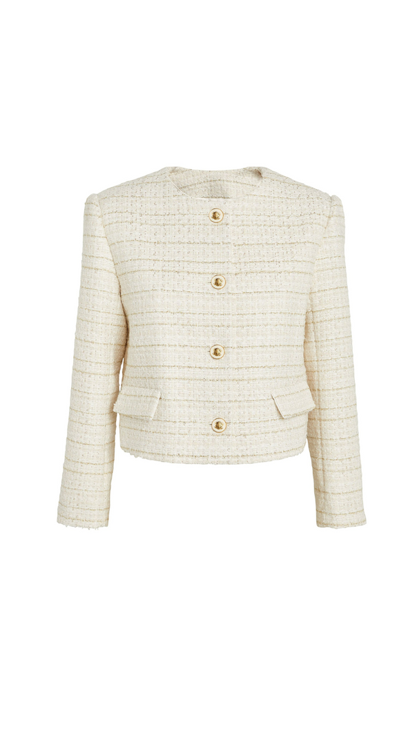 AIIZIE ZALLY CROPPED TWEED JACKET IN ECRU - product image