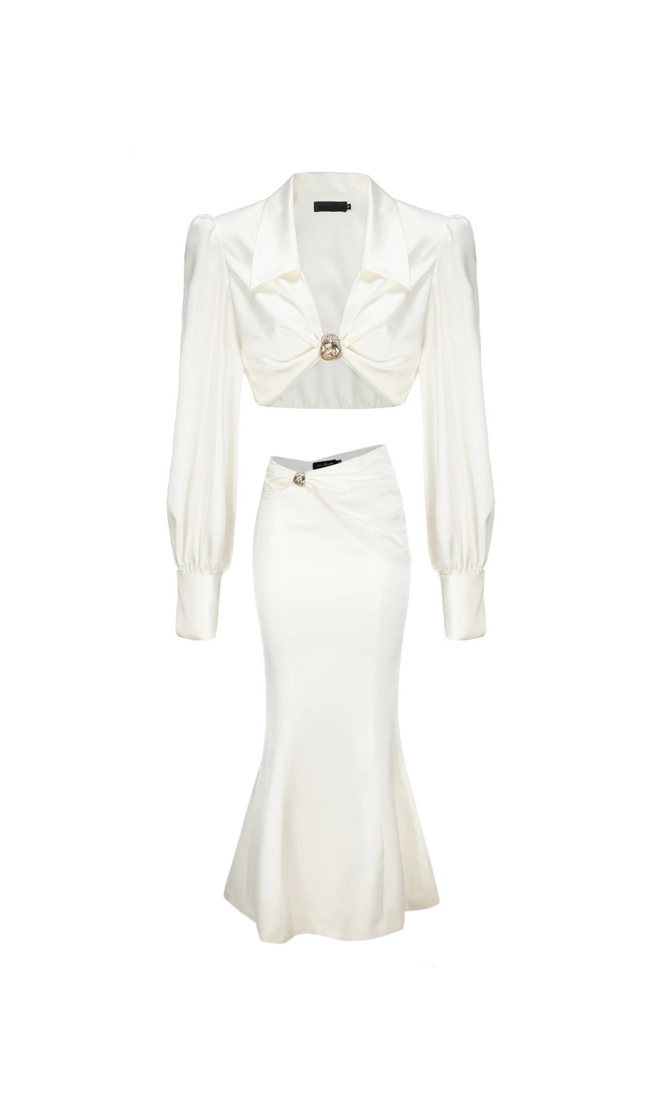Andrea shirt midi dress set in white