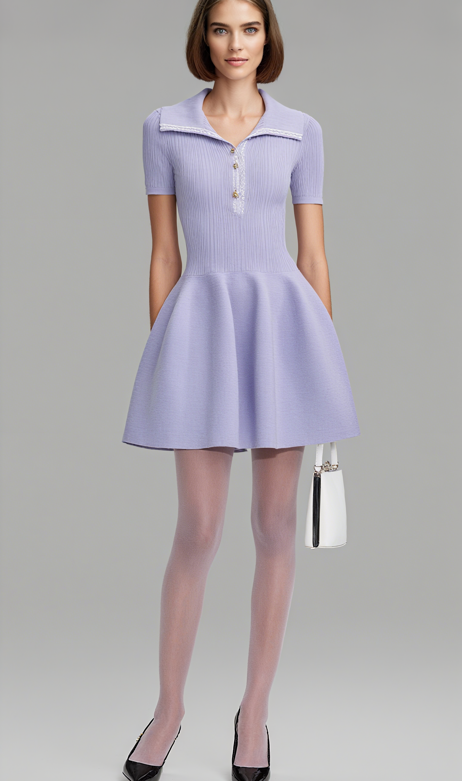 LILAC RIBBED KNIT MINI DRESS