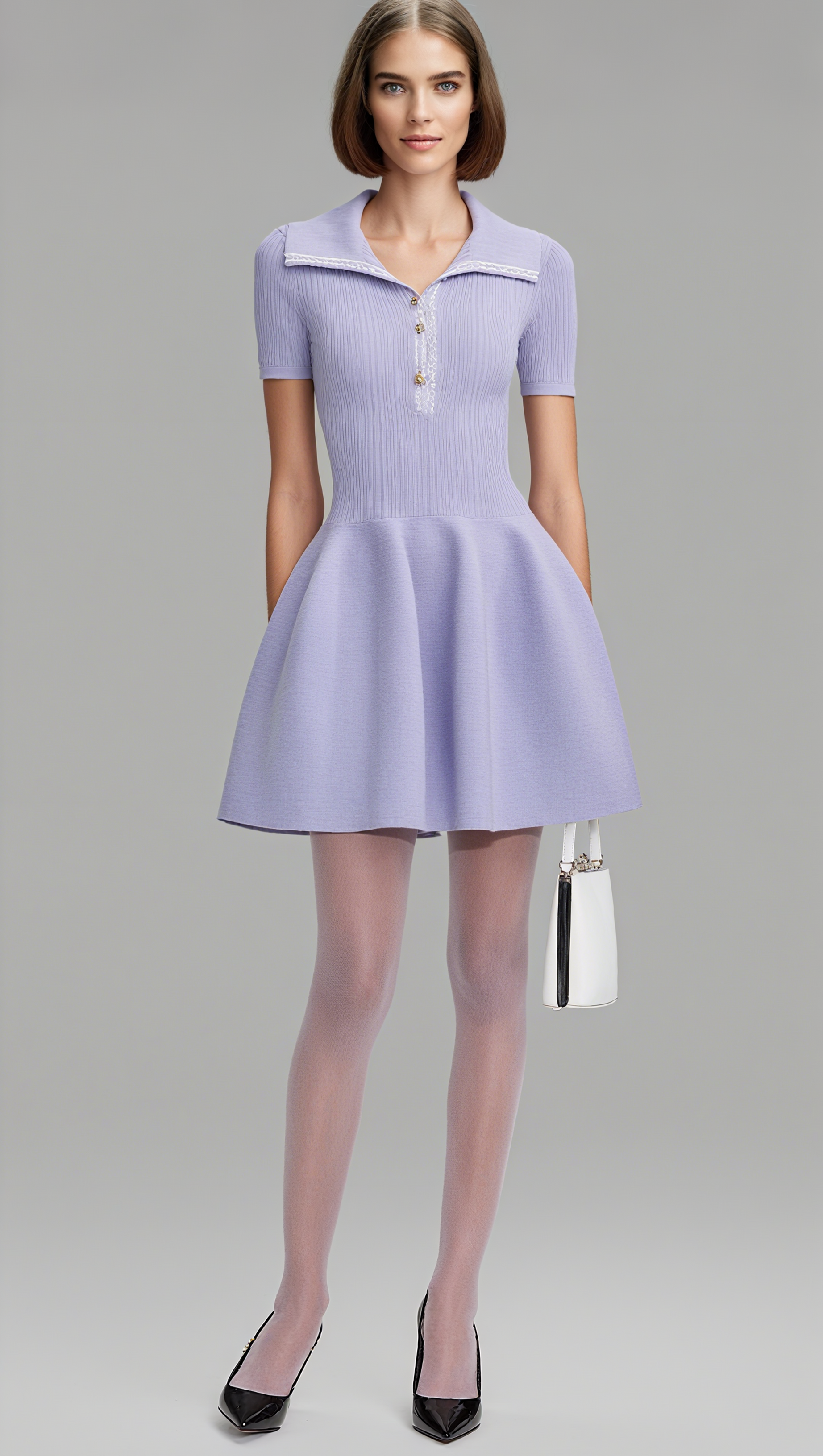 LILAC RIBBED KNIT MINI DRESS