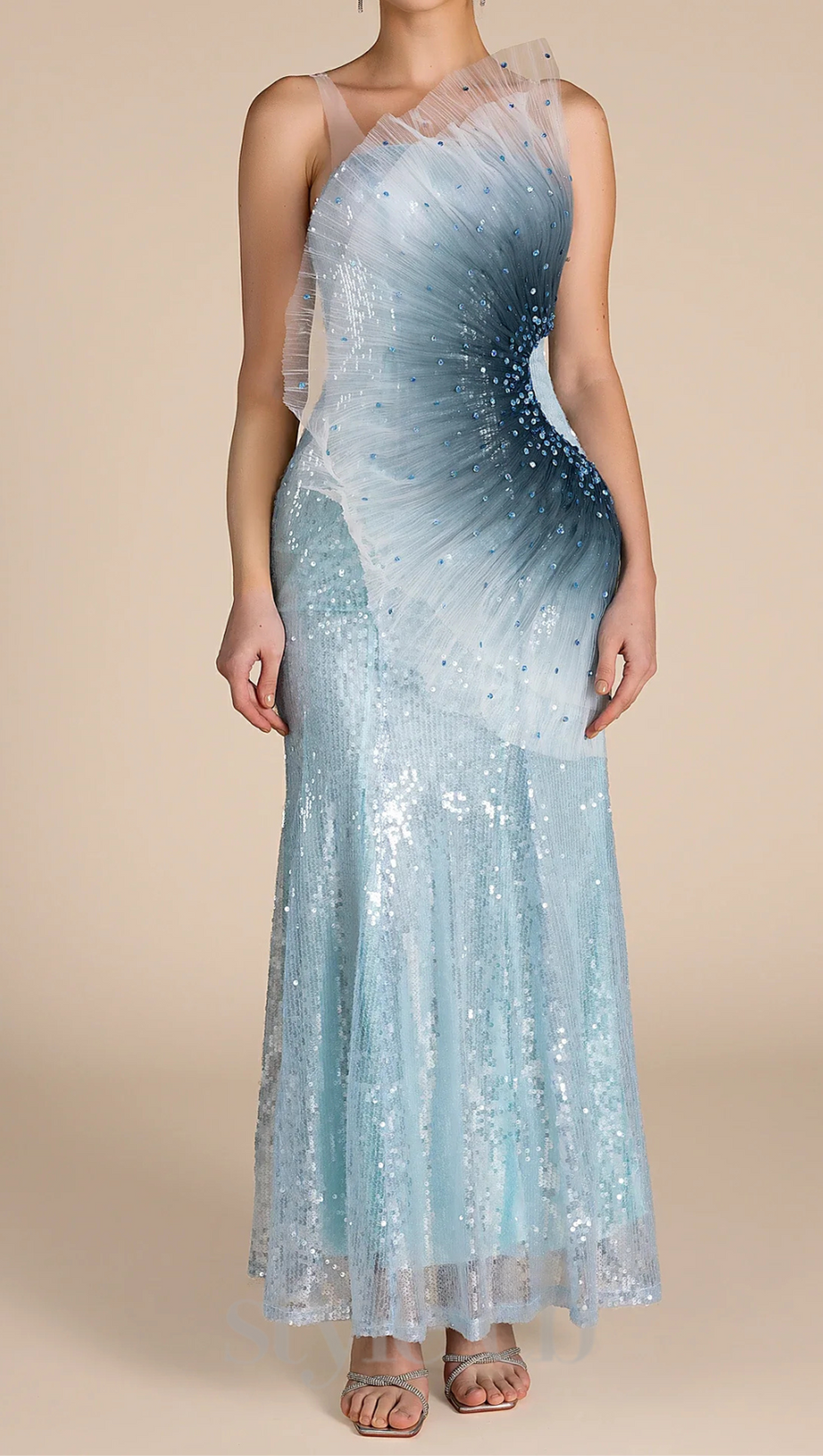 SAMIRA GRADIENT EMBELLISHED MERMAID MAXI DRESS