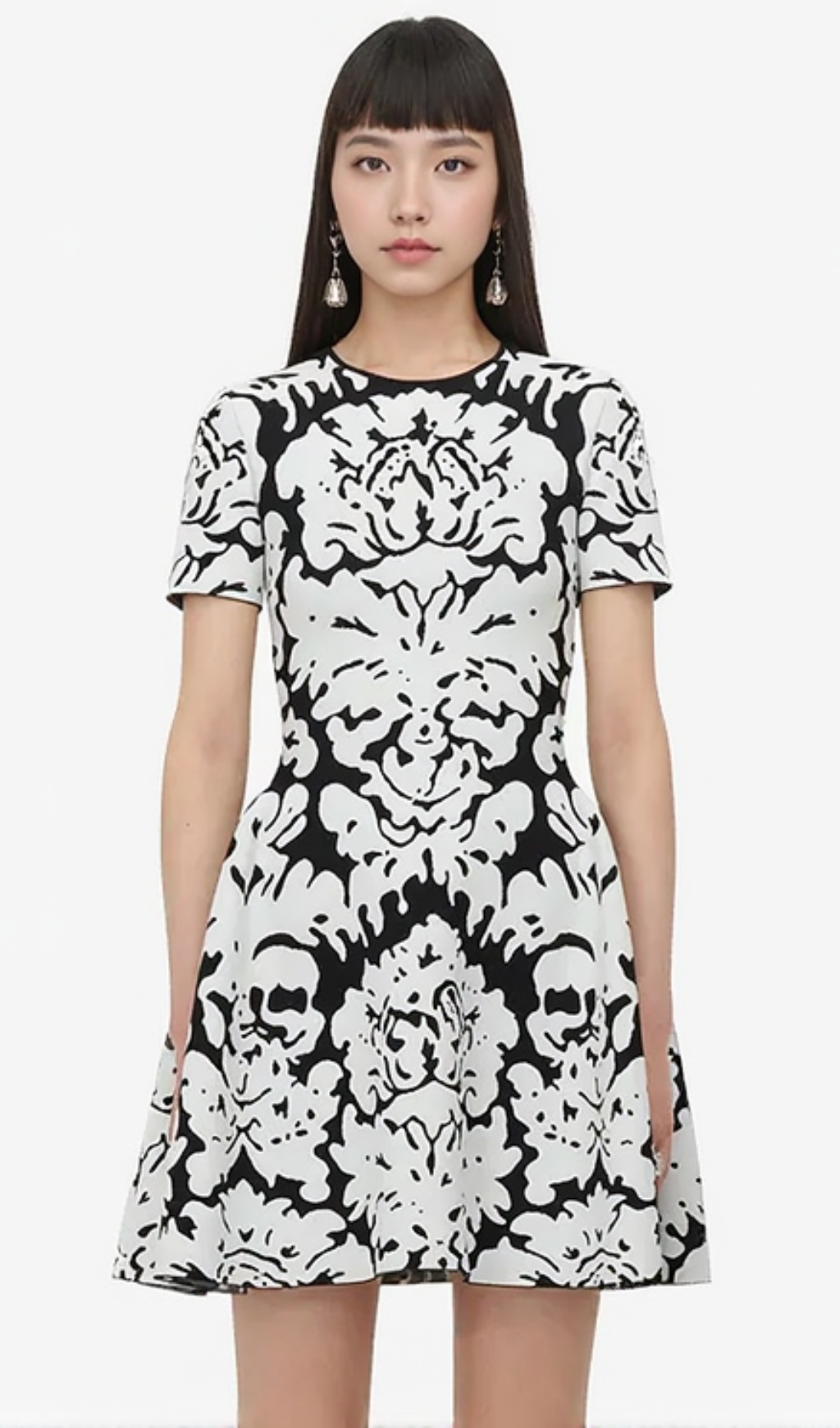 FLORAL-PATTERN STRETCH-KNIT MINI DRESS