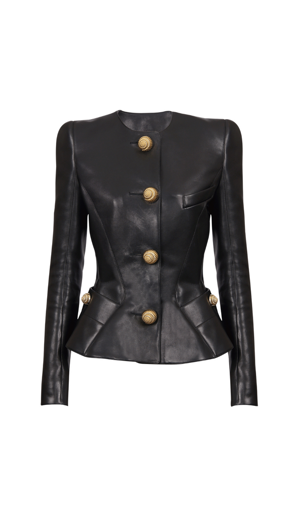 AIIZIE LAMBSKIN LEATHER PEPLUM JACKET - product image