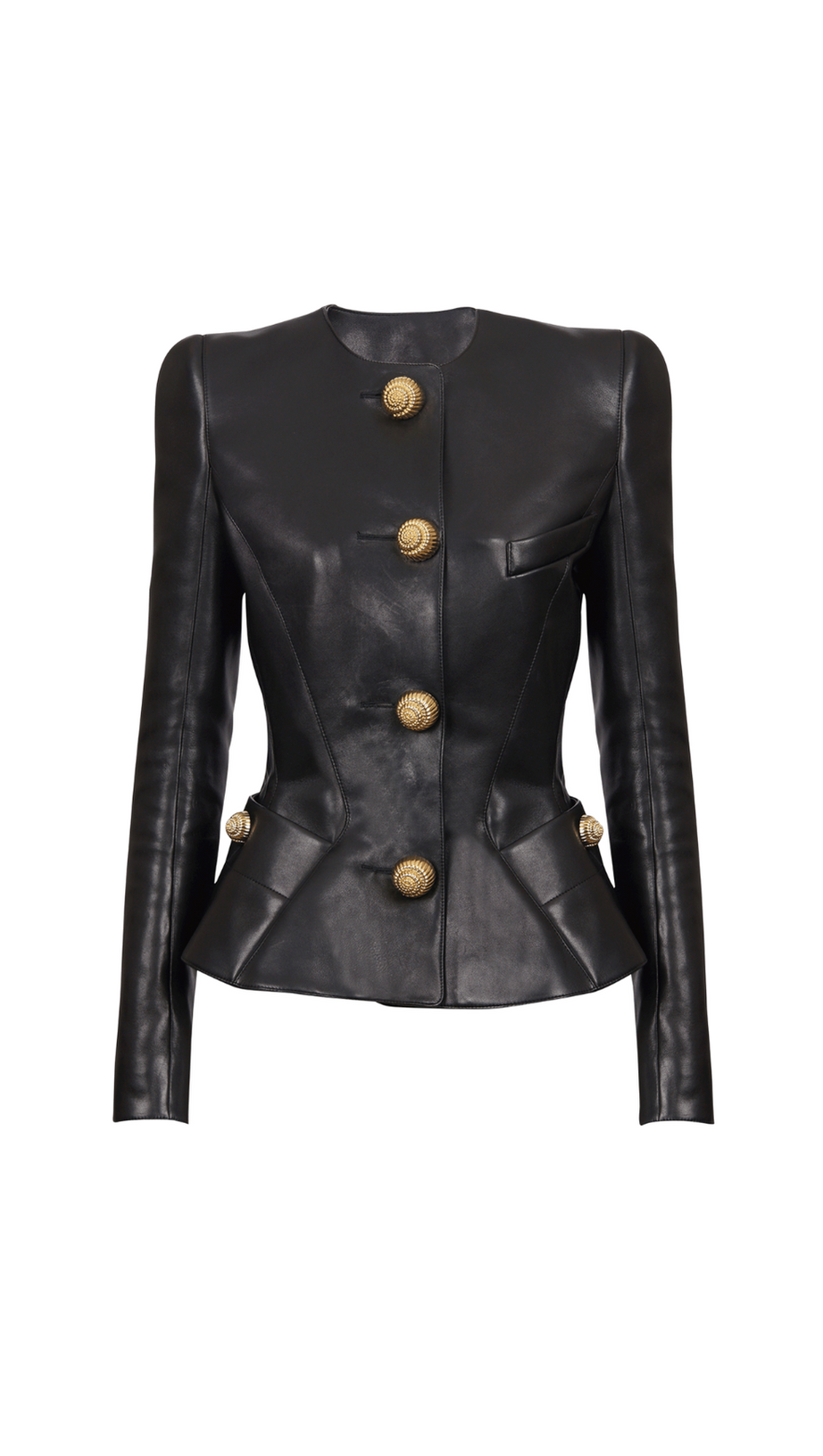 LAMBSKIN LEATHER PEPLUM JACKET
