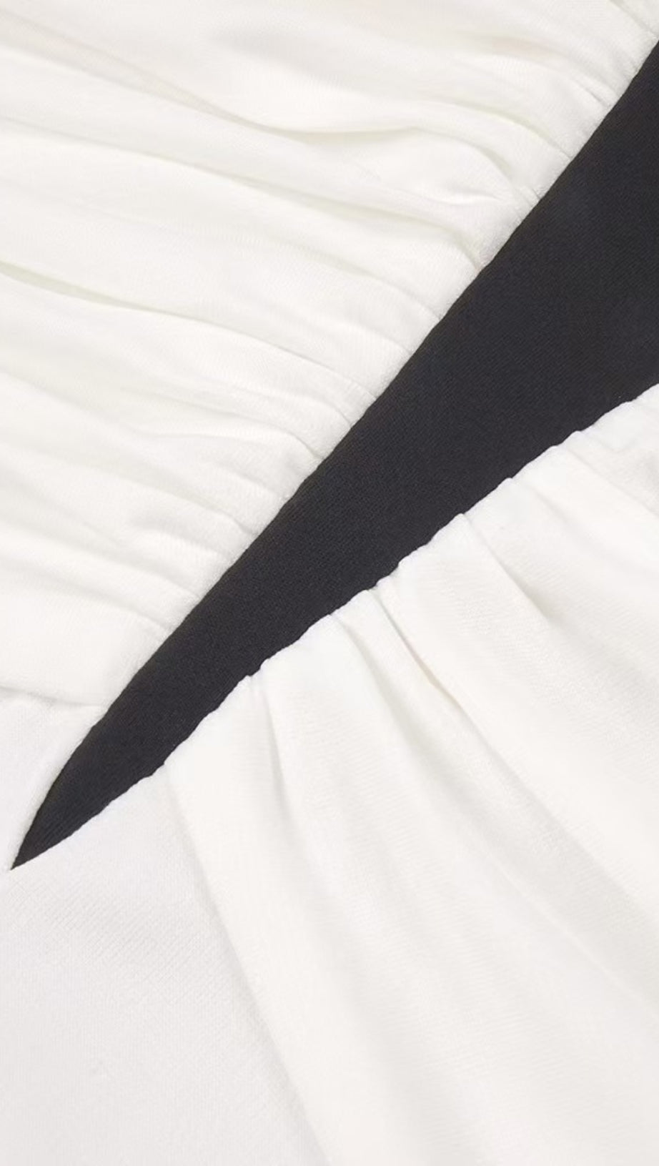 HIGH-CONTRAST HALTER MAXI GOWN WITH SCULPTURAL RUCHING