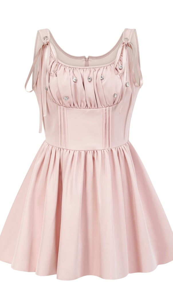 AIIZIE AXELLE PLEATED CRYSTAL EMBELLISHED MINI DRESS - product image