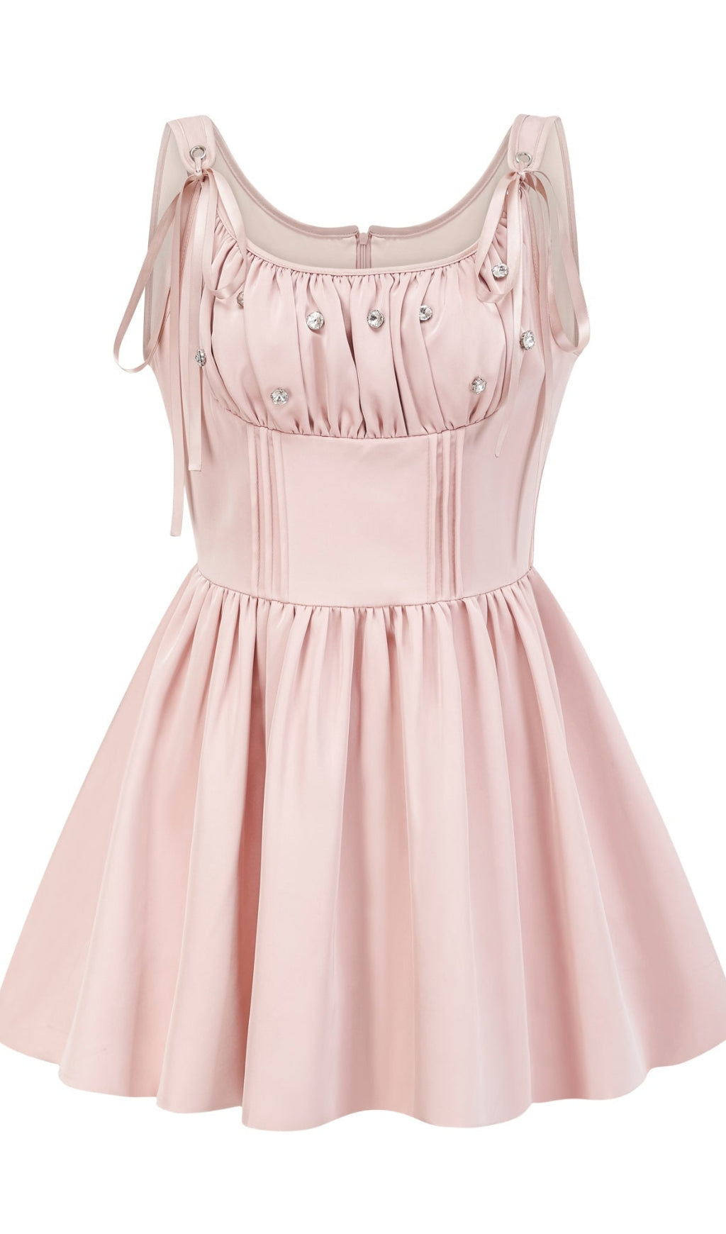 AXELLE PLEATED CRYSTAL EMBELLISHED MINI DRESS
