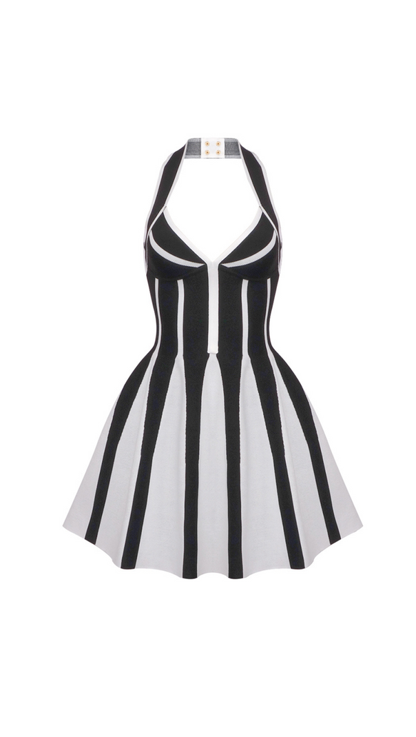 AIIZIE KRIADEN FLARED HALTER KNIT MINI DRESS - product image