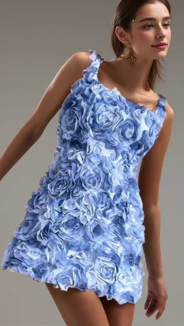 AIIZIE BLUE FLOWER MINI DRESS - product image