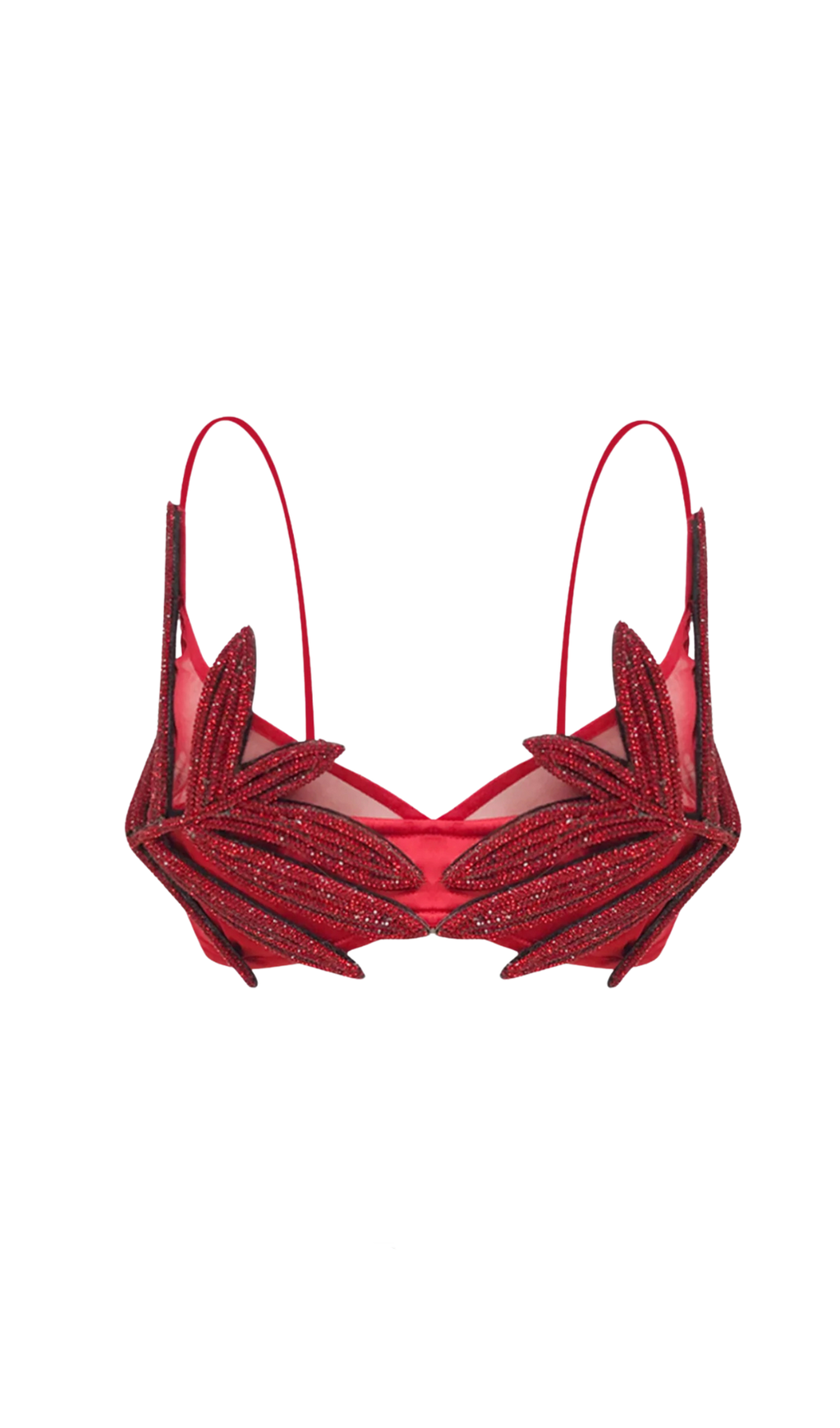 VIEBY LEAF CRYSTAL BRALETTE IN RED