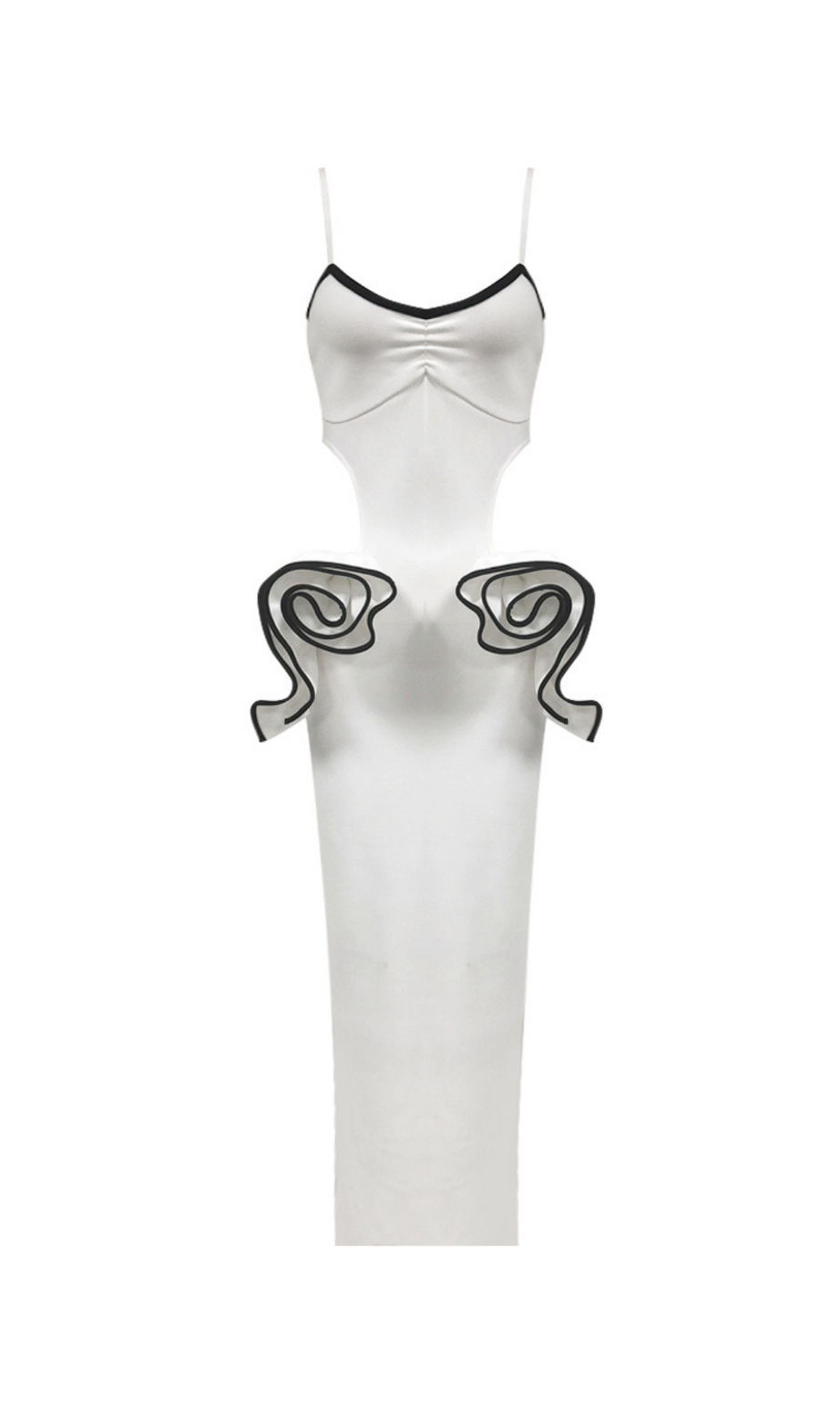 Maxikleid „Lillian“ mit Blumenrüschen und Cut-Outs