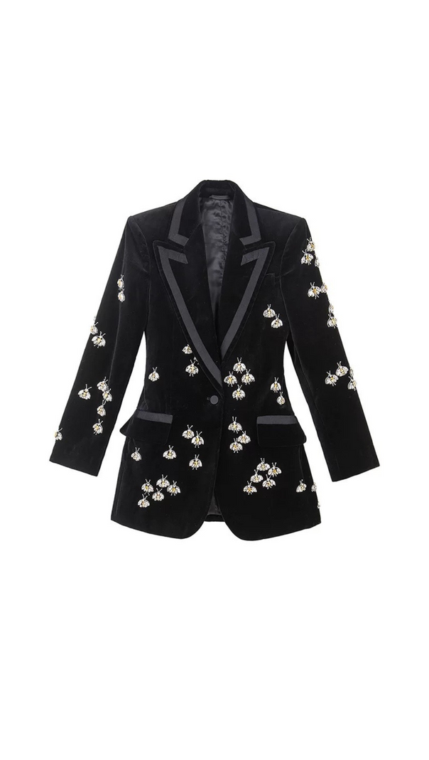 AIIZIE SIBYL BLACK BEE DIAMOND BLAZER MINI DRESS - product image