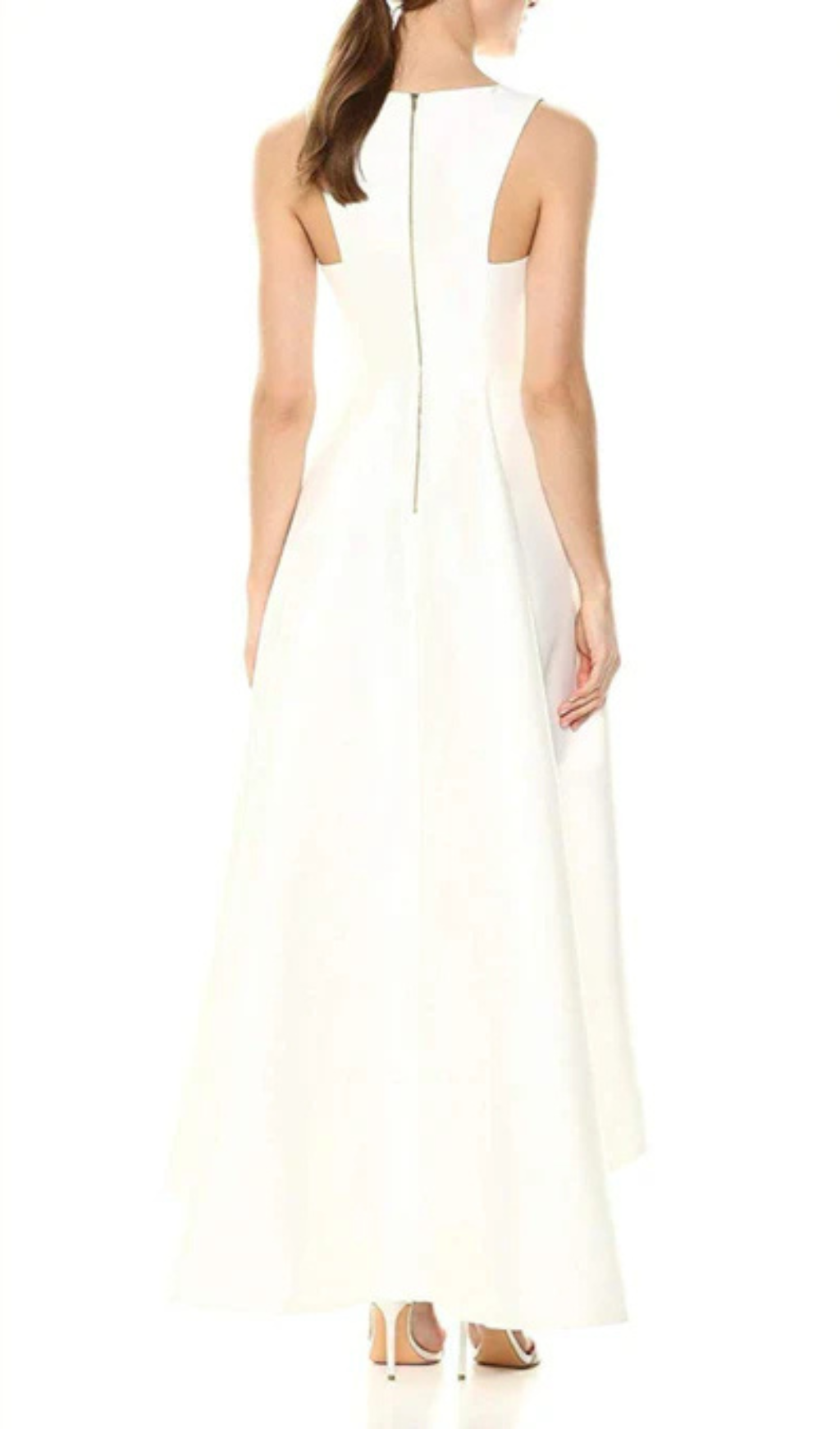 SLEEVELESS V-NECK MIDI DRESS IN BEIGE