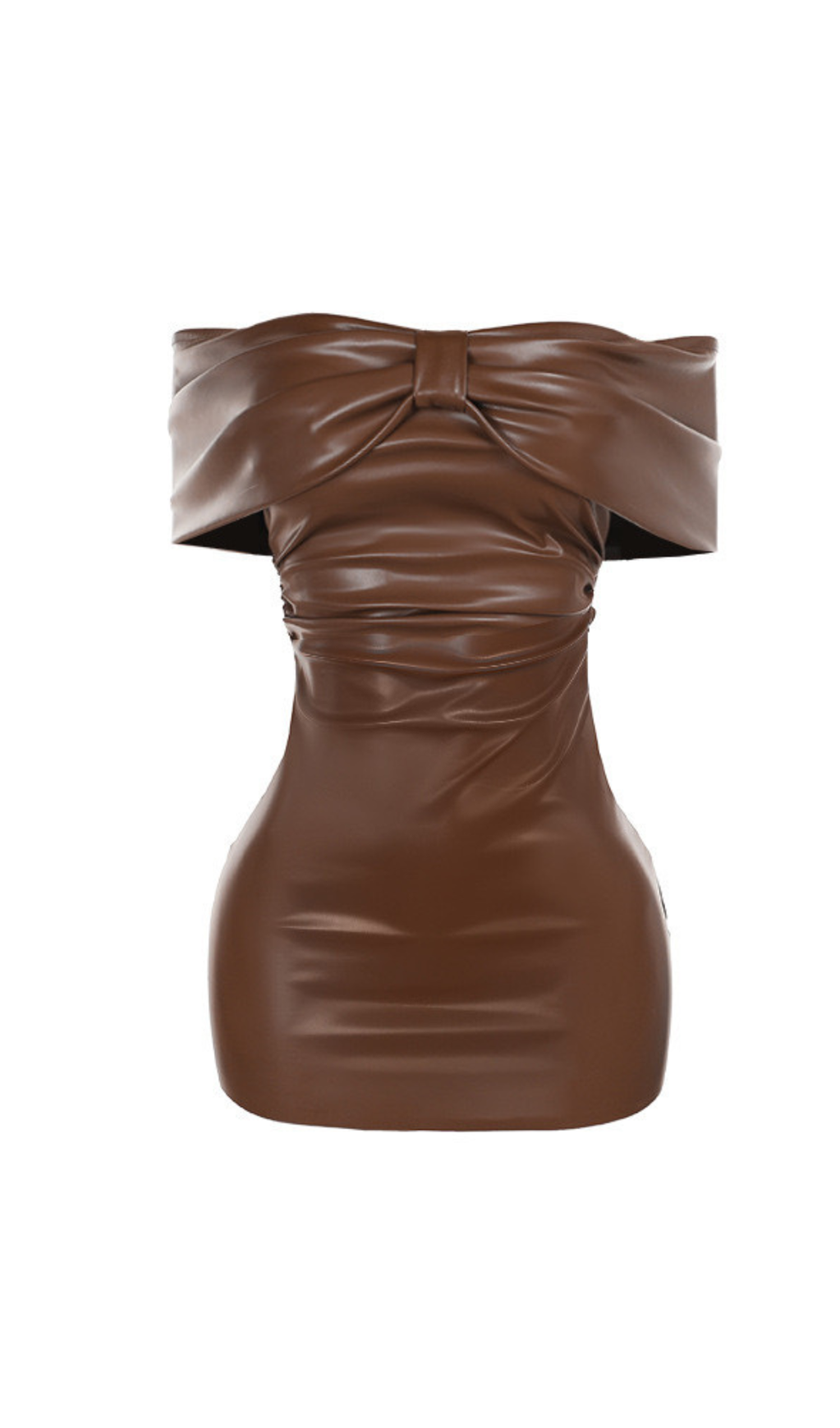 MINI ABITO IN PELLE CON FIOCCO SENZA SPALLINE