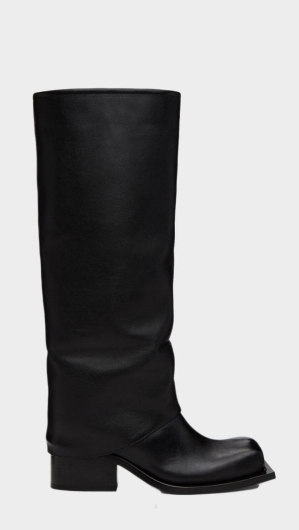 AIIZIE DANIKA CHUNKY HEEL METALLIC TROUSER BOOTS - BLACK - product image