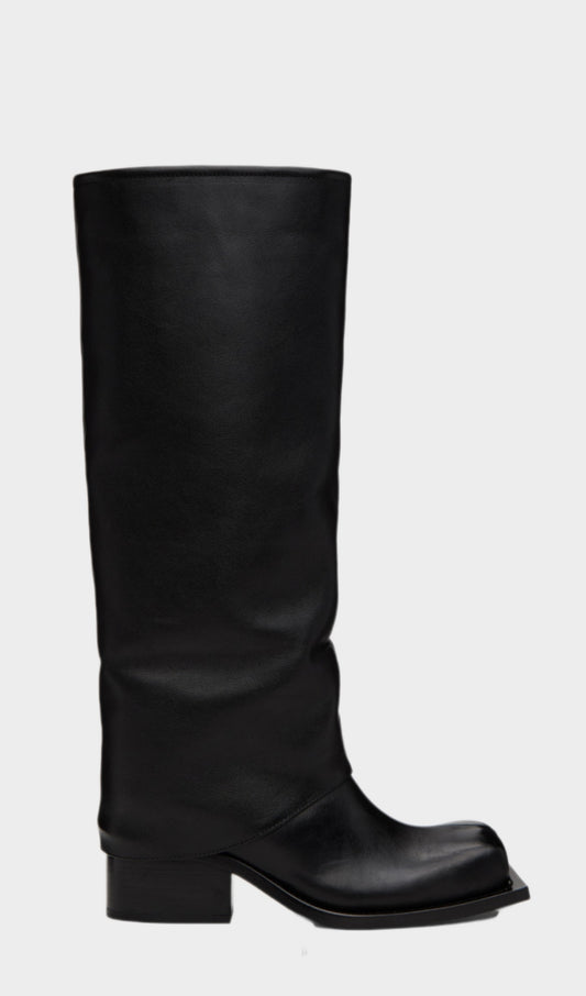 AIIZIE DANIKA CHUNKY HEEL METALLIC TROUSER BOOTS - BLACK - product image