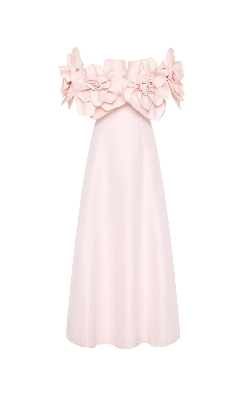 Abito midi senza spalline con fiori Etta in rosa