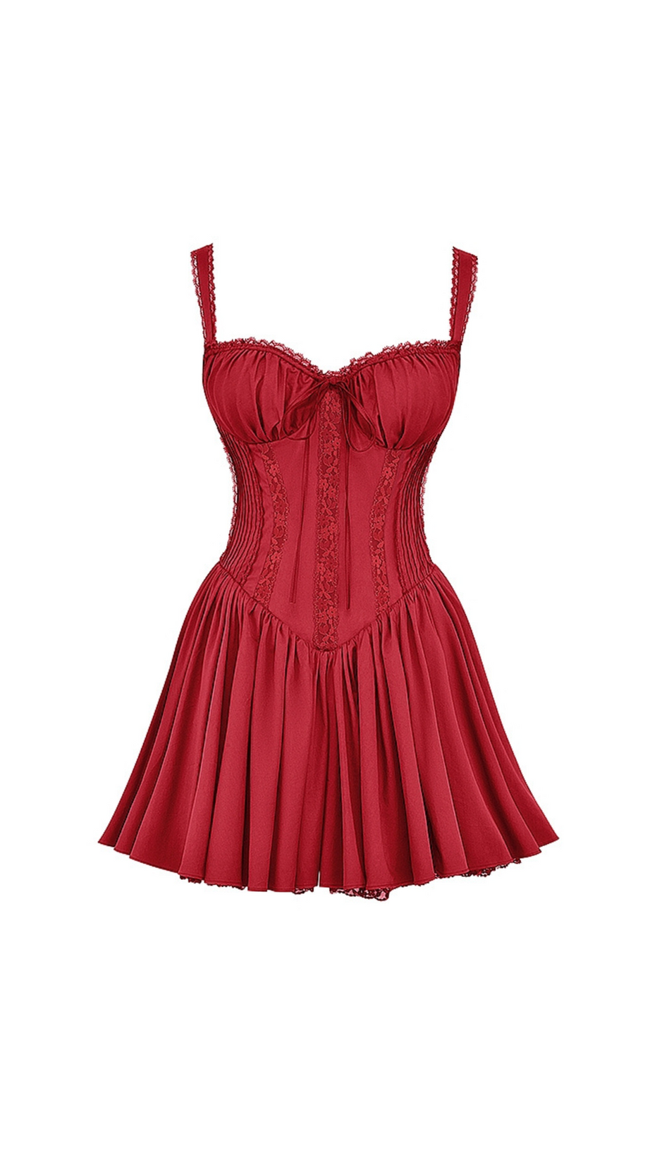 CORSET STRAP MINI DRESS IN RED