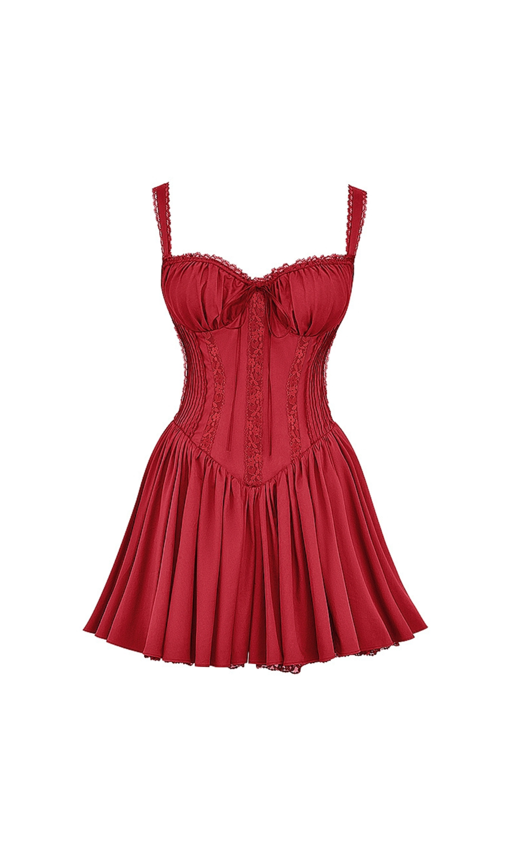 CORSET STRAP MINI DRESS IN RED