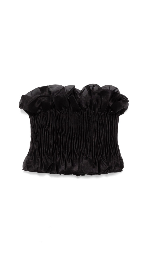 AIIZIE PRINT RUFFLE TRIM TOP IN BLACK - product image