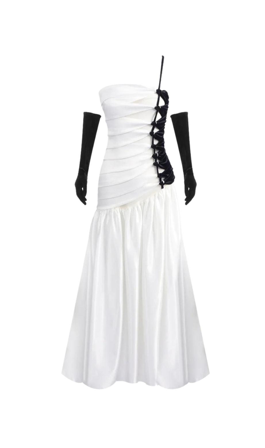 Sara – Maxikleid aus geflochtenem Satinseil