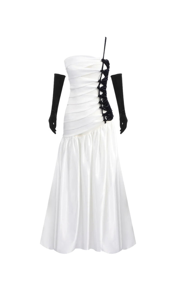 sara Satin Braided Rope Maxi Dress