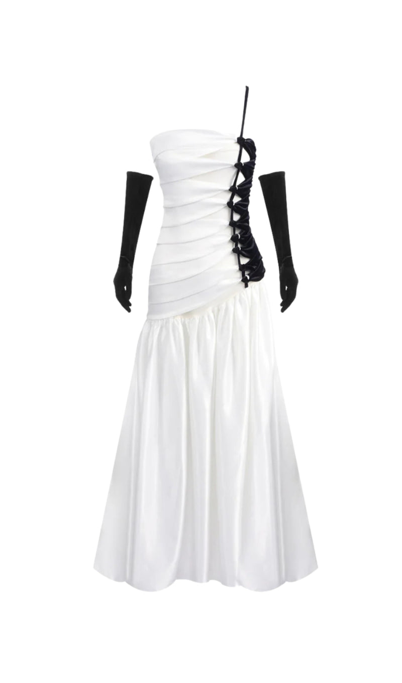sara Satin Braided Rope Maxi Dress