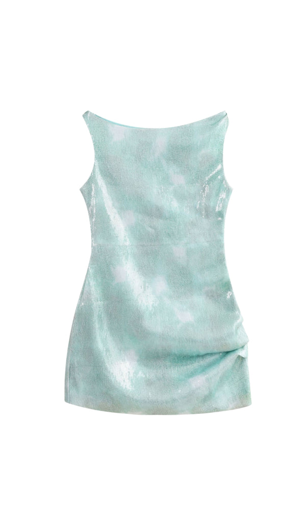 charlotte Asymmetrical Sequin Mini Dress in green