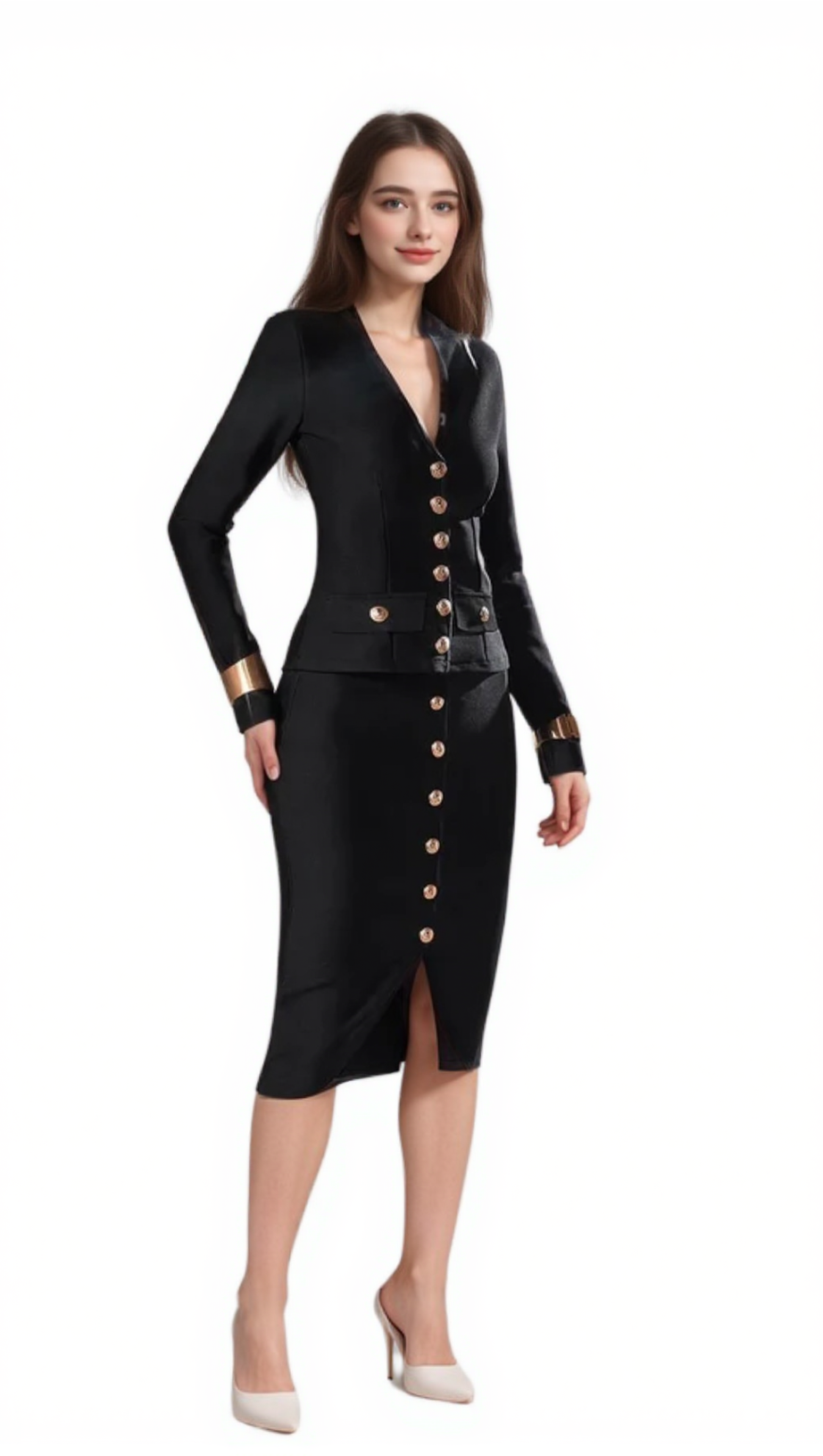 Completo monopetto a maniche lunghe Bonnie, colore nero