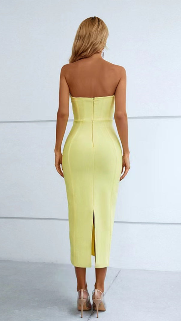 AIIZIE PATCHWORK STRAPLESS BANDAGE DRESS - product image