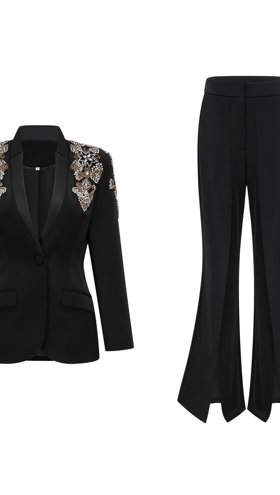 DELPHINE BLACK EMBELLISHED JACKET & TROUSERS MATCHING SET