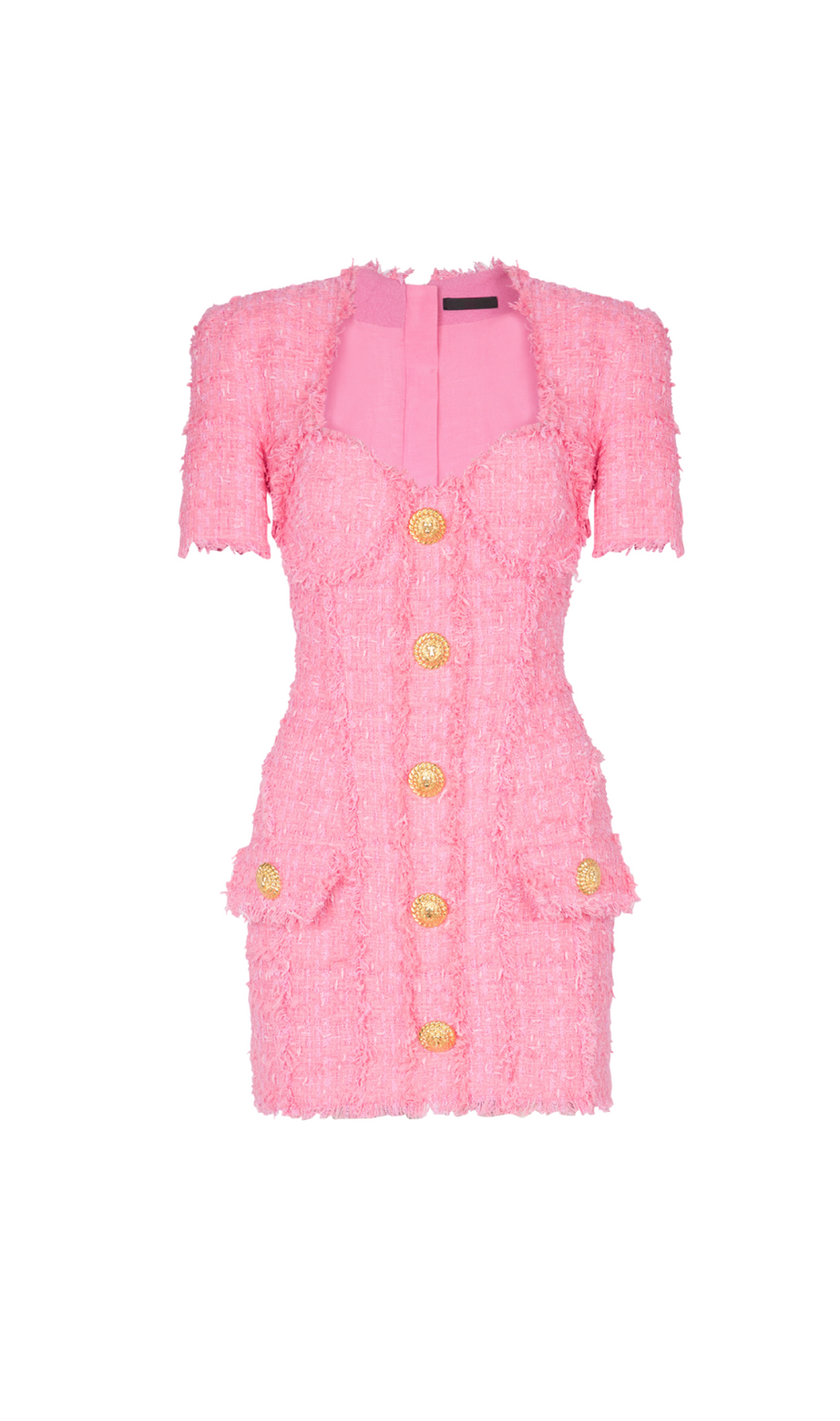ABITO MINI IN TWEED ROSA SELENA CON 7 BOTTONI