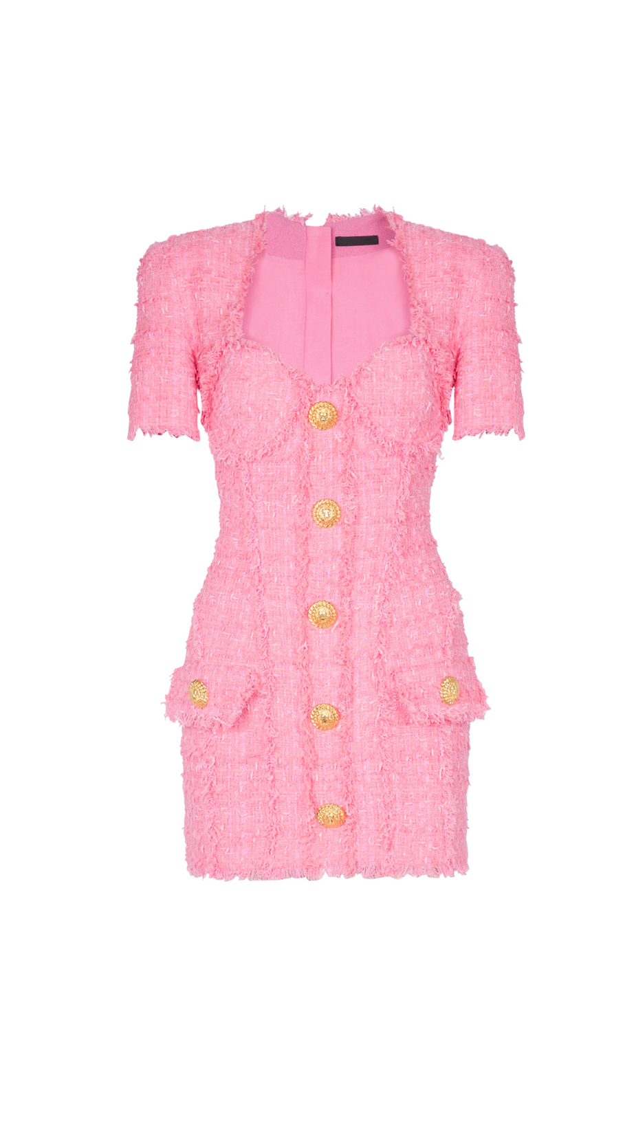 SELENA PINK TWEED MINI DRESS WITH 7-BUTTONS