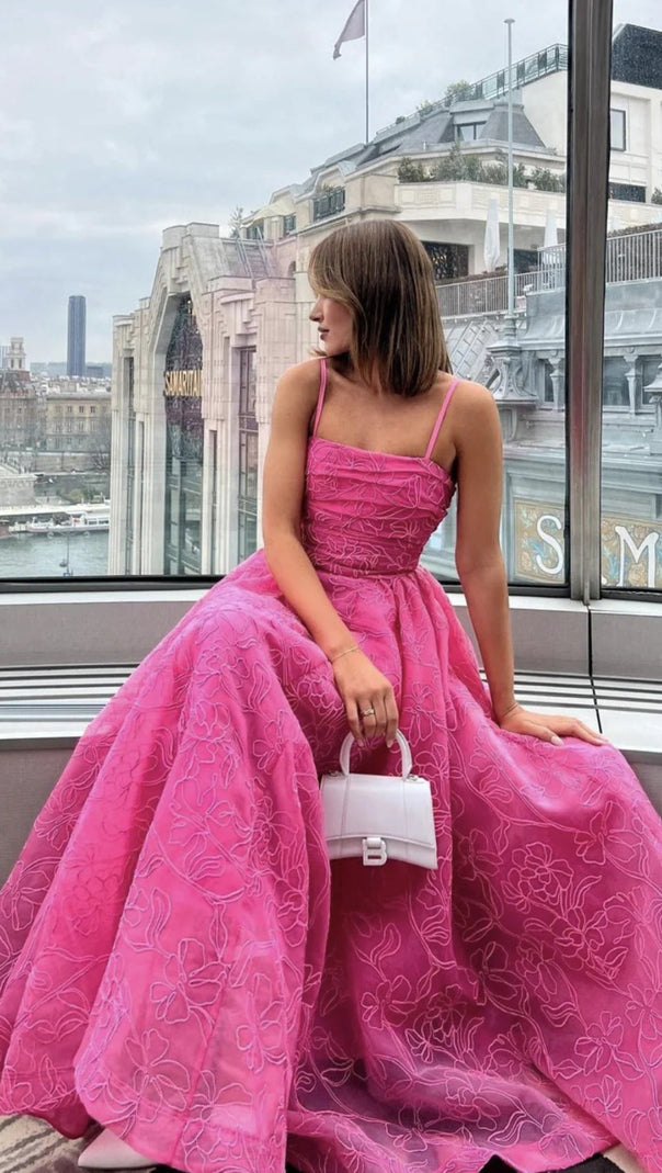 AIIZIE EMBROIDER MAXI DRESS IN HOT PINK - product image