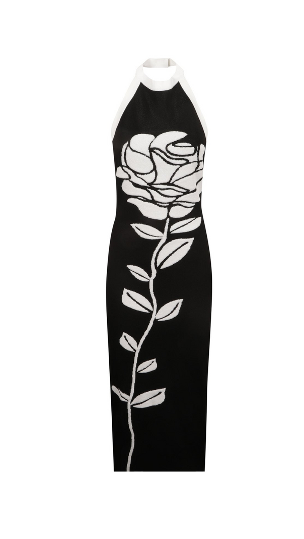 AIIZIE BRIDGET FLORAL JACQUARD OPEN BACK MIDI DRESS - product image