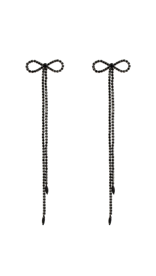 AIIZIE RHINESTONE BOW LONG CHAIN EARRINGS - product image