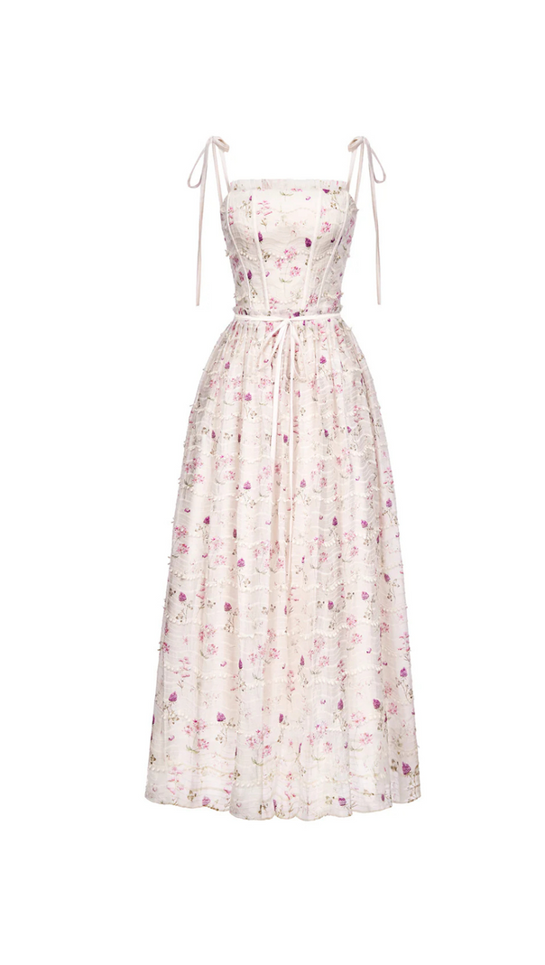 AIIZIE FLORAL PRINT A-LINE SQUARE NECK MAXI DRESS - product image