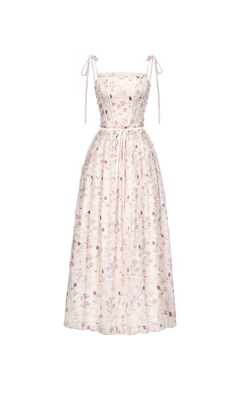 Maxikleid in A-Linie mit eckigem Ausschnitt und Blumendruck