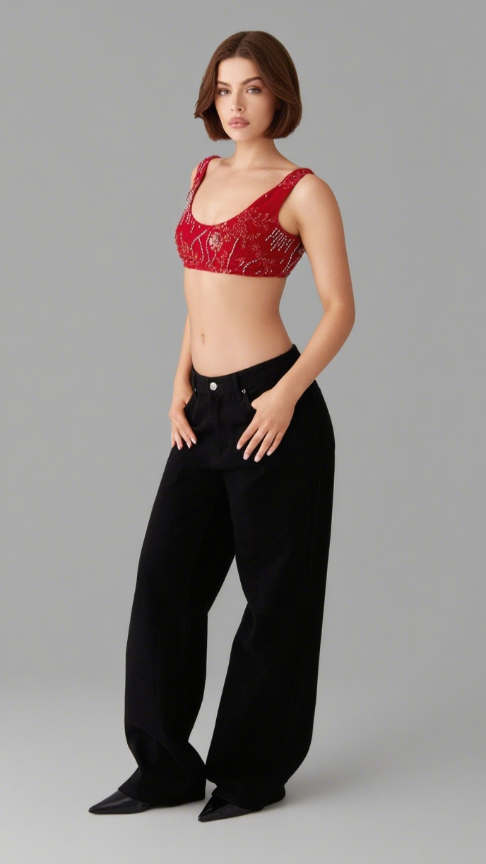 AIIZIE MERCER SEQUIN BRALETTE - RED - product image
