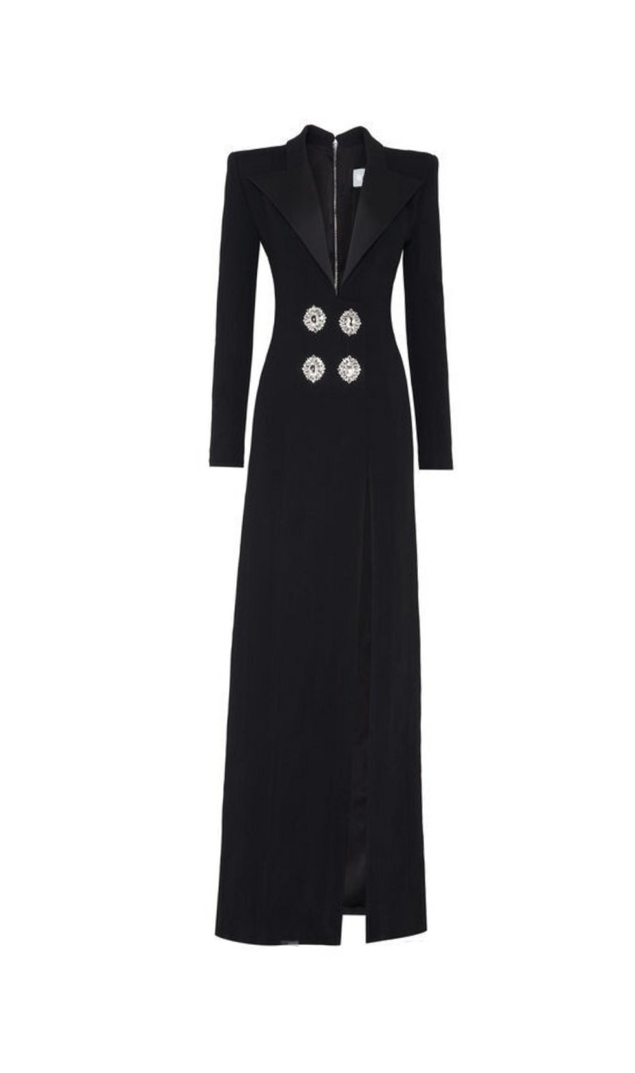 melissa v neck long blazer dress in black