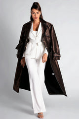 Leventili Lapel Belted Long Overcoat